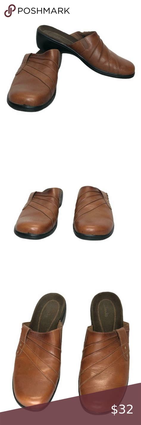 Clark's Clogs Womens 8.5M Tan Brown Leather Slip O | Clark clogs, Womens clogs, Leather slip ons