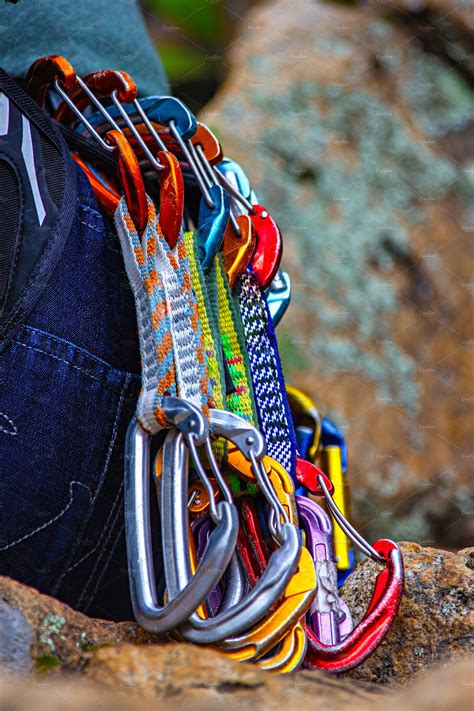 Rock climbing equipment on a rock ba | Sports & Recreation Stock Photos ...