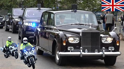 King Charles III Car Convoy - Rolls Royce Phantom VI Escorted by SEG ...