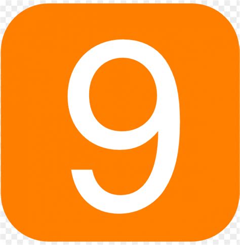 Free download | HD PNG white number 9 in orange rounded square PNG image with transparent ...