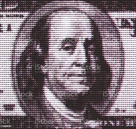 Half Tone Dot Vector Of Benjamin Franklin Face With Glitch Technique ...