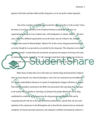 Letter from Birmingham Jail Literature review Example | Topics and Well Written Essays - 1250 words