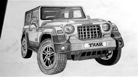 thar drawing |mahindra thar 2022 - YouTube