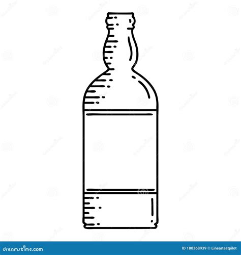 Black Line Tattoo of a Bottle Stock Vector - Illustration of whisky, alcohol: 180368939