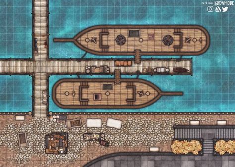 35 x 25 Docks : battlemaps | Fantasy city map, Dungeon maps, Pathfinder maps