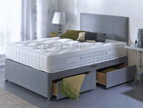 Luxuyr Suede Divan Bed Set With Drawers Storage & Headboard