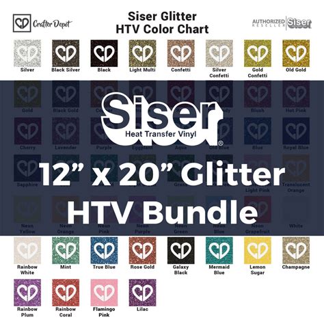 Siser HTV Glitter Bundle 12x20, Heat Transfer Glitter Vinyl, Glitter ...