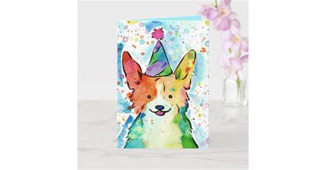 Watercolor Corgi Birthday Card | Zazzle