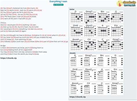 Chord: Everything I own - David Gates - tab, song lyric, sheet, guitar ...