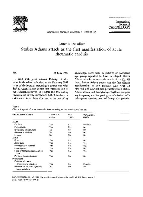 (PDF) Stokes Adams attack as the first manifestation of acute rheumatic carditis | Dr. S. R ...