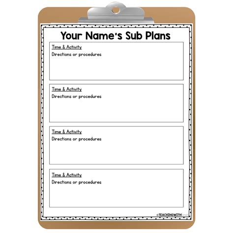 How to Create a Simple Sub Plans Template - Teaching With Heart