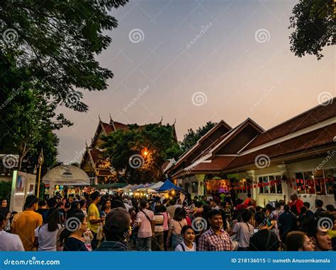 Crowd of Unacquainted People Walking in Wat Saket Temple in Loi ...