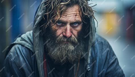 Premium AI Image | homeless person emotional editorial portrait photography