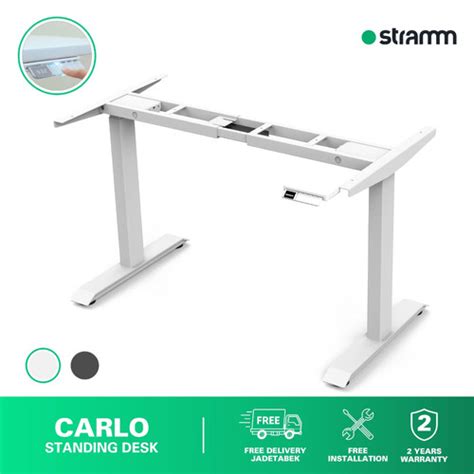 Promo Frame Electric Standing Desk Stramm Carlo SF Working Gaming Desk - Putih Cicil 0% 3x - Kab ...