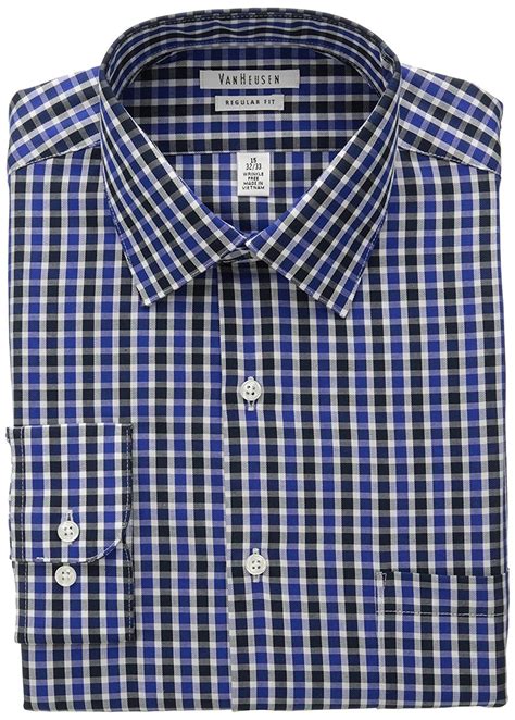 Men's Wrinkle Free Regular-Fit Multi-Checkered Dress Shirt - Royal ...