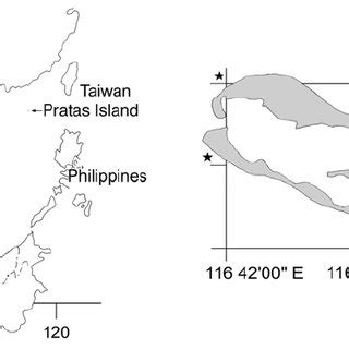 A: Map of Pratas Island in South China Sea. B: Close-up of Pratas... | Download Scientific Diagram