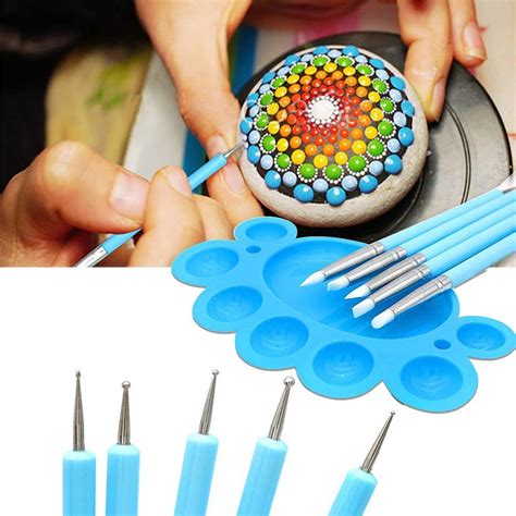 Acheter peintures et pinceaux pour MANDALA sur galet (kit d'outils) - pointillisme