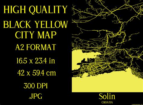 Solin Croatia Black City Map Graphic by Mappingz · Creative Fabrica