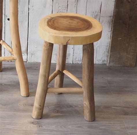 Small Rustic Wooden Stool | Natural Wood Stool - Za Za Homes