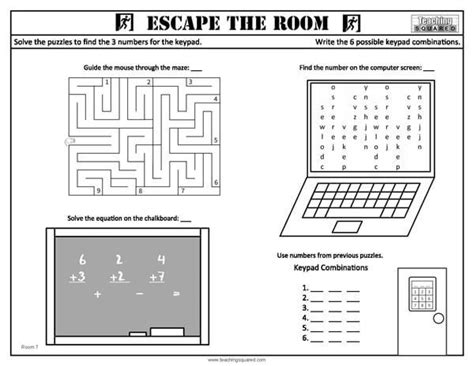 Escape the Room Worksheets in 2022 | Escape room for kids, Free escape ...