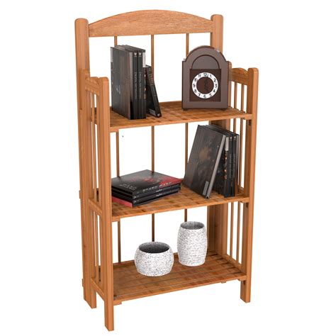 Bookcase for Decoration, Home Shelving, and Organization by Lavish Home- 3 Shelf, Folding Wood ...