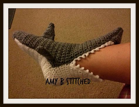 A Stitch At A Time for Amy B Stitched: Crocheted Shark Slippers Pattern ...