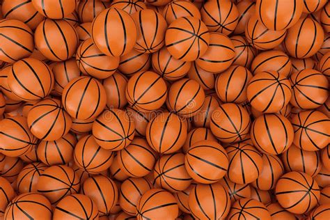 Heap of Orange Basketball Ball Background. 3d Rendering Stock ...