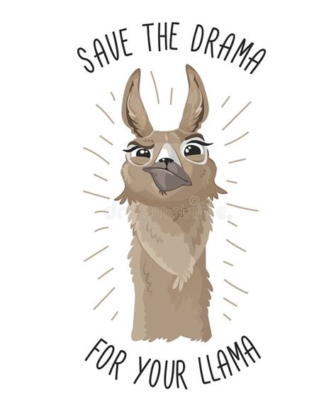 Save the Drama for Your Llama Print with Funny Alpaca Head on Dark ...