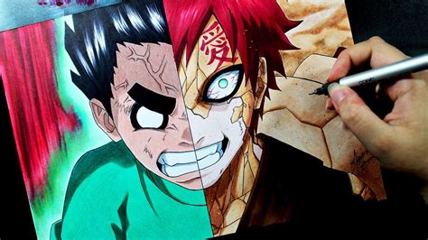 Rock Lee X Gaara Drawing - art-puke