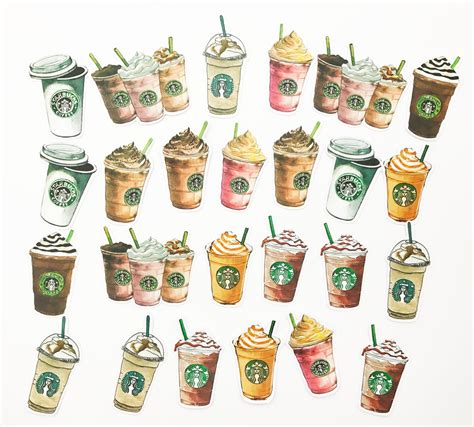 Starbucks Coffee Stickers 25 pieces Set C | Etsy