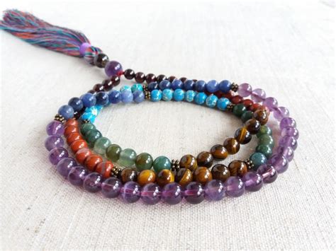 Seven 7 Chakra Necklace Tassel 108 Mala Prayer Beads Buddhist - Etsy