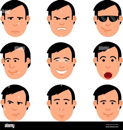 Cartoon man head set of emoji Stock Vector Image & Art - Alamy