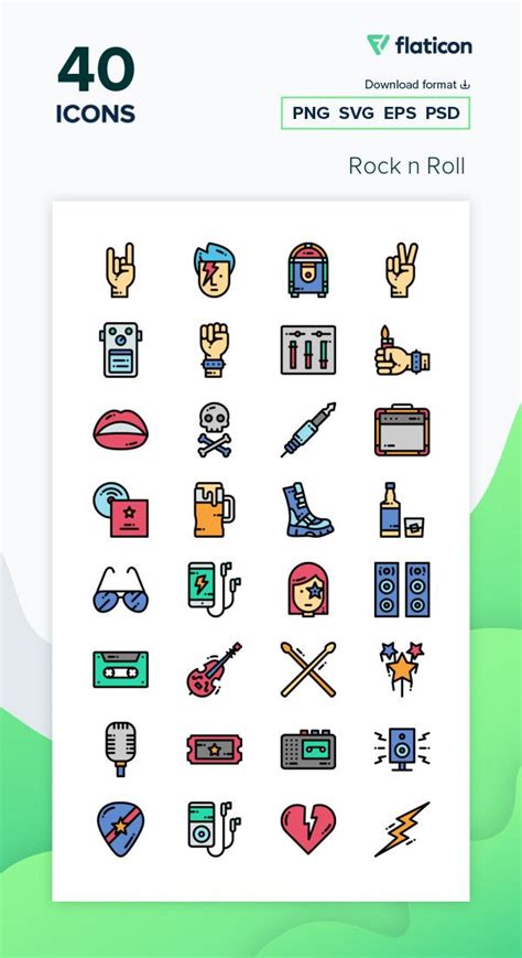 40 free icons of Rock n Roll designed by Freepik | Free icons, Free ...