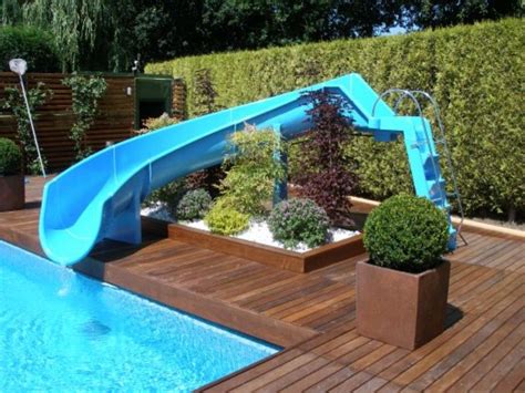 above ground pool slides designs - Google Search | Backyard pool landscaping, Swimming pool ...