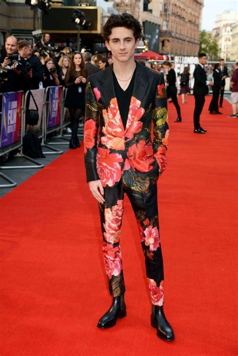 Timothée Chalamet Wore a Wild Floral Suit - 'Beautiful Boy' Premiere ...