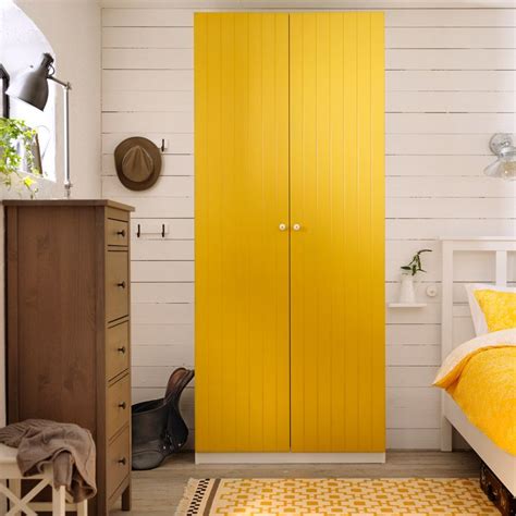 PAX white wardrobe with RISDAL yellow doors Ikea Bedroom, Bedroom Storage, Bedroom Furniture ...
