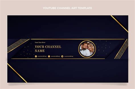 Free Vector | Realistic luxury golden weddingyoutube channel art