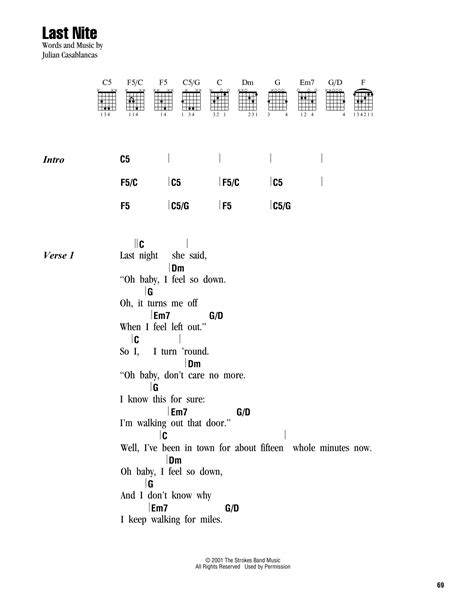 Last Nite by The Strokes - Guitar Chords/Lyrics - Guitar Instructor