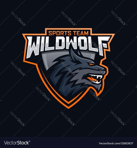 Wolf e-sports logo design Royalty Free Vector Image