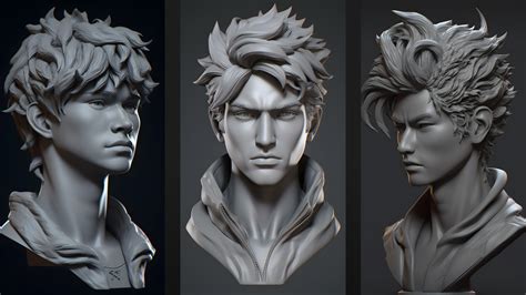 ArtStation - +1100 Anime Male Head Sculpt | 4K | Sculpt Reference pack ...