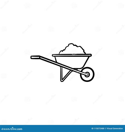 Wheelbarrow Full of Sand Hand Drawn Sketch Icon. Stock Vector ...