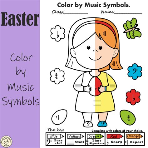 Easter Color by Music Staff Symbols