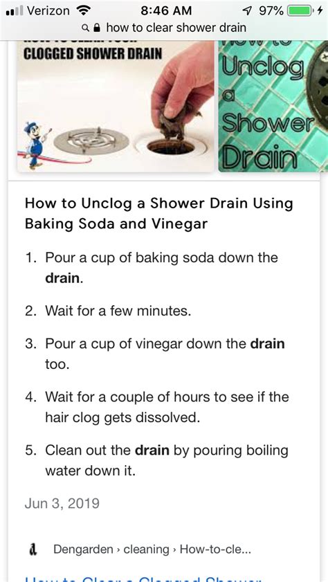 Unclog Shower Drains, Clogged Drain, Household Hacks, Vinegar, Baking Soda, White Vinegar