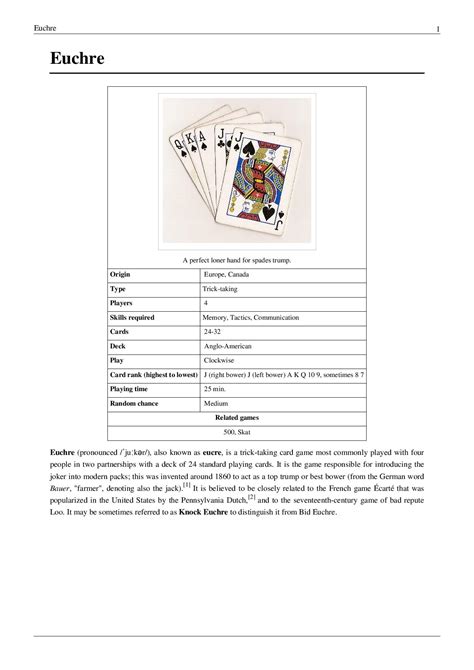 Printable Euchre Rules - Printable Word Searches