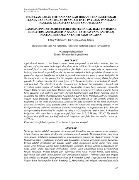 (PDF) Pemetaan Lahan Pertanian Sawah Irigasi Teknis, Setengah Teknis ...