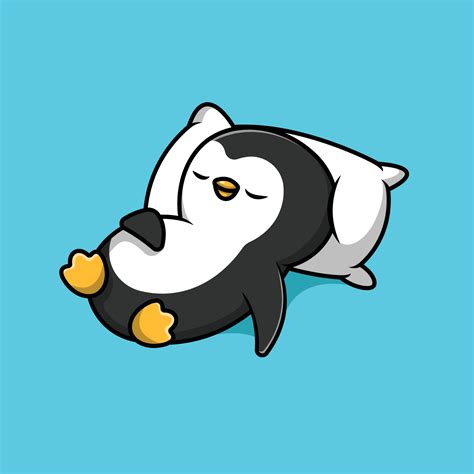 Cute Penguin Sleeping On Pillow Cartoon Vector Icon Illustration. Animal Icon Concept Isolated ...