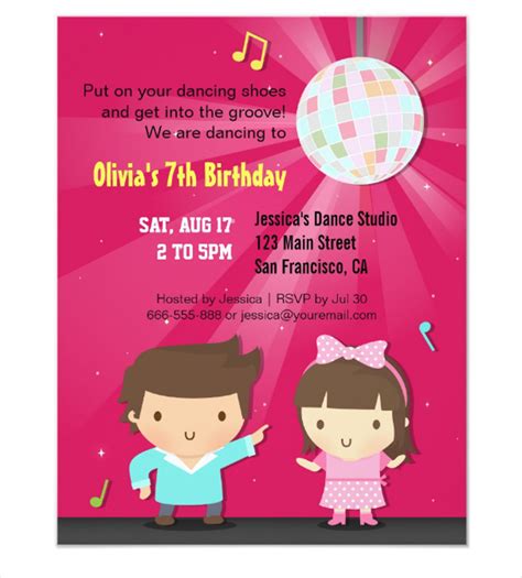 Kids Dance Party Invitations