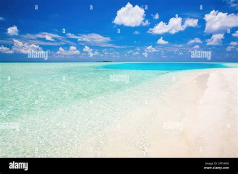 Beautiful sunny white-sand ocean beach on Maldives Stock Photo - Alamy