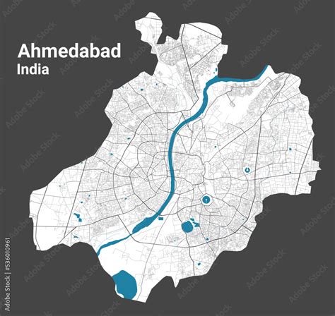 Ahmedabad map. Detailed map of Ahmedabad city administrative area ...