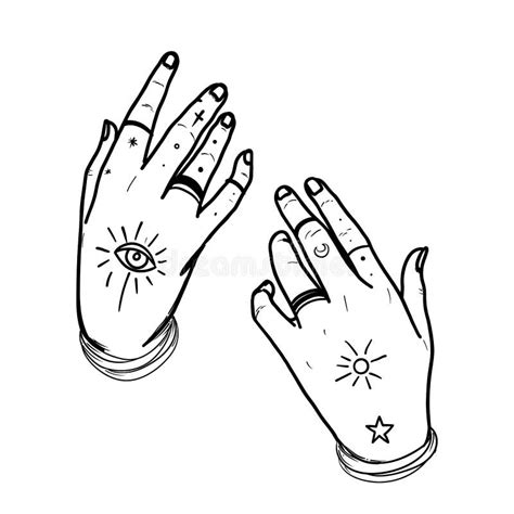 Witch Tattooed Hands with Magic Star. Alchemy, Spirituality, Occultism ...